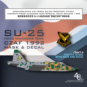 Czechoslovak Air Force SU-25 Frogfoot Attack Aircraft 'Frog Hammers Tank' Special Paint Scheme 1992 - Mask And Decal (For Zvezda 4807)