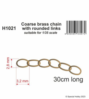 Coarse Brass Chain With Rounded Links (Suitable For 1/35 Scale)