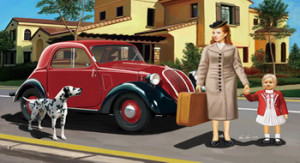 Italian Light Civilian Car (Open Top) w/Lady & Dog