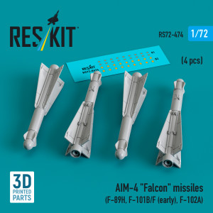 AIM-4 'Falcon' Missiles (4pcs) (F-89H, F-101B/F (Early), F-102A) (3D Printed)