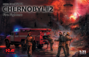 Chernobyl #2. Fire Fighters (AC-40-137A firetruck & 4 figures & diorama base with background)