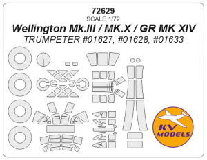Wellington Mk.III / MK.X / GR MK XIV (TRUMPETER) + wheels masks