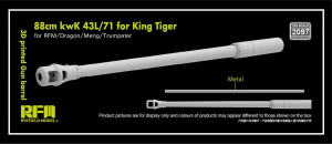 Gun barrel 88mm kwK 43L/71 for King Tiger (3D-printed / for RFM, Dragon, Meng and Trumpeter Kits)