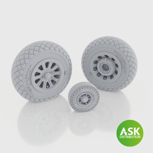 North American P-51 D Mustang - 3D-Pritned Wheels incl. the Tail Wheel (3 pcs / for Eduard Kits)