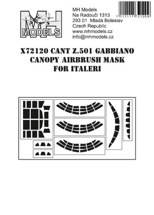 CANT Z.501 Gabbiano canopy airbrush mask for Italeri