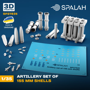 Artillery Set of 155 mm Shells (3D-Printed)
