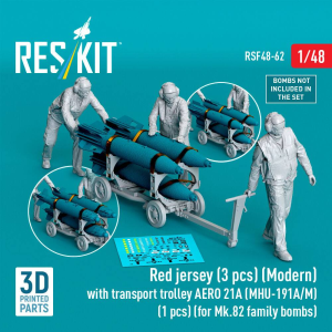 Modern Red Jersey (3 Figures) with Transport Trolley Aero 21A (MHU-191A/M) (1 piece) (for Mk.82 Family Bombs / 3D Printed)