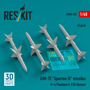 AIM-7E 'Sparrow III' Missiles (4 pcs) (F-4 Phantom II, F3H Demon) (3D Printed)