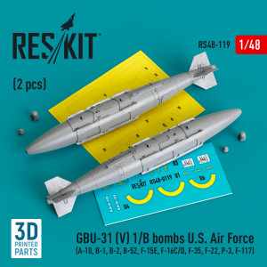 GBU-31 (V) 1/B Bombs U.S. Air Force (2pcs) (A-10, B-1, B-2, B-52, F-15E, F-16C/D, F-35, F-22, P-3, F-117) (3D Printed)
