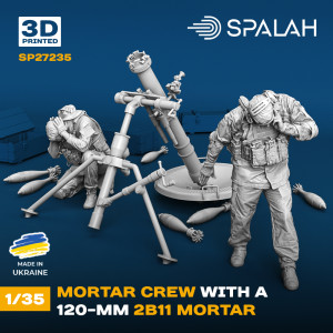 Mortar Crew with a 120-mm 2B11 Mortar (2 Figures / 3D-Printed)