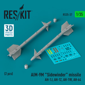 AIM-9M 'Sidewinder" Missile (AH-1J, AH-1Z, AH-1W, AH-64) (2pcs) (3D Printed)
