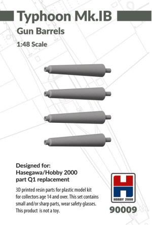 Hawker Typhoon Mk. IB - Gun Barrels (for Hasegawa and Hobby 2000 Kits / 3D-Printed)
