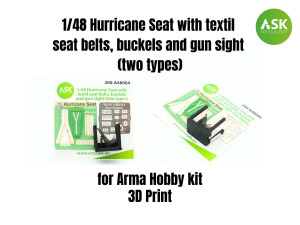 Hawker Hurricane - Seat with textil seat belts, buckels and gun sight - two types (for Arma Hobby kits)