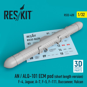 AN / ALQ-101 ECM Pod (Short Length Version) (F-4, Jaguar, A-7, F-5, F-111, Buccaneer, Vulcan) (3D Printing)