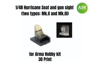 Hawker Hurricane - Seat and gun sight - two types: Mk.II and Mk.III (for Arma Hobby kits)