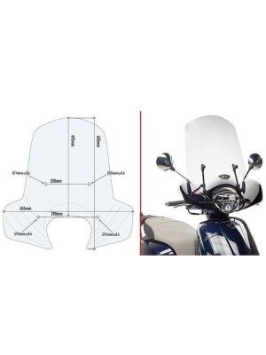 Szyba do skutera Kappa Kymco Like 50/ 125/ 200i (17-) przezroczysta [mocowanie w zestawie]