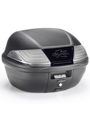 Kufer centralny Kappa K400NT Tech Monolock z płytą montażową, czarny z białymi odblaskami [poj.: 40 l]