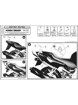 Stelaż pod kufer centralny Monokey, Monolock Kappa Honda CBR 600 F (99-09) [bez płyty montażowej]