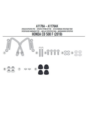 Mocowanie do szyb Kappa 1176AK, 1176ABLK Honda CB 500 F (19-23)
