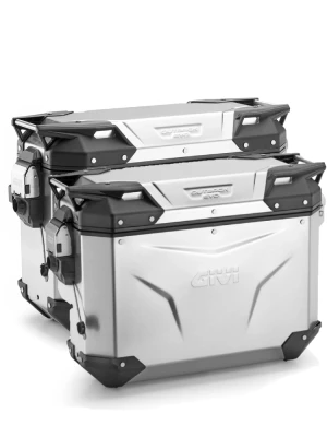 Zestaw kufrów bocznych GIVI Trekker Outback EVO Smart 33/37 aluminiowych, anodyzowanych [z 2 wkładkami SLR; poj.: prawy 33 l, lewy: 37 l]