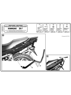 Stelaż pod kufer centralny Monokey i Monolock (Kawasaki ZR 7 / ZR 7 S 750 99-04)