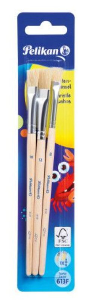 Pelikan Πινέλα Πλακέ Φυσική Τρίχα No 8/10/12 - 3Τμχ (700375)