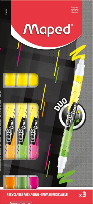 Maped Υπογραμμιστές Fluo Duo 3Τμχ (734127)