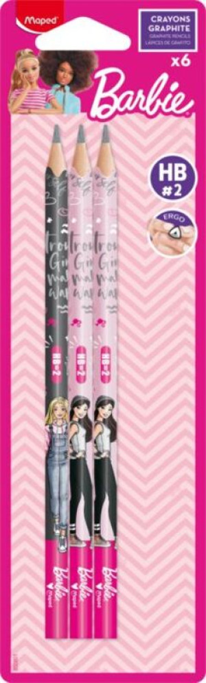 Maped Barbie Μολύβι HB Με Γόμα 6Τμχ (850801)