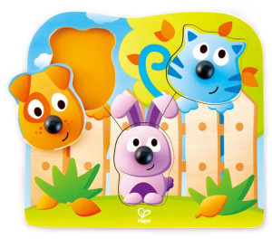 Hape Happy Puzzles Ξύλινο Παζλ Ζωάκια Big Nose Pet Peg (E1309A)