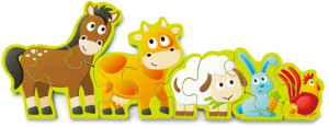 Hape Happy Puzzles Ξύλινο Παζλ Αριθμοί & Ζωάκια Φάρμας-10Τμχ (E1628)