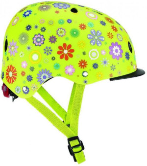Globber Κράνος Elite Lights XS/S (48-53cm) Lime Green Flowers (507-106)