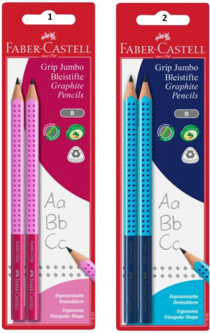 Faber Castell Μολύβια Grip Jumbo Νηπίου /Α' Β' Δημοτικού 2Τμχ-2 Σχέδια (12309761)
