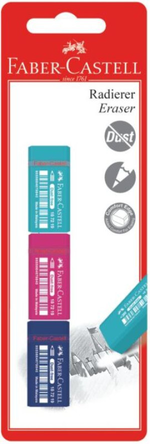Faber Castell Γόμες Dust Free Χρωματιστές-3Τμχ (12309816)