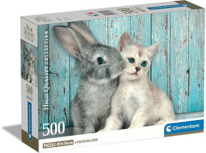 Clementoni Παζλ 500 H.Q. Cat & Bunny (1220-35539)