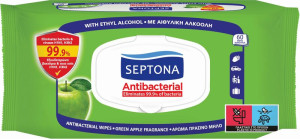 Septona Αντιβακτηριδιακά Μαντηλάκια Refresh Πράσινο Μήλο-60Τμχ (2101030015037)