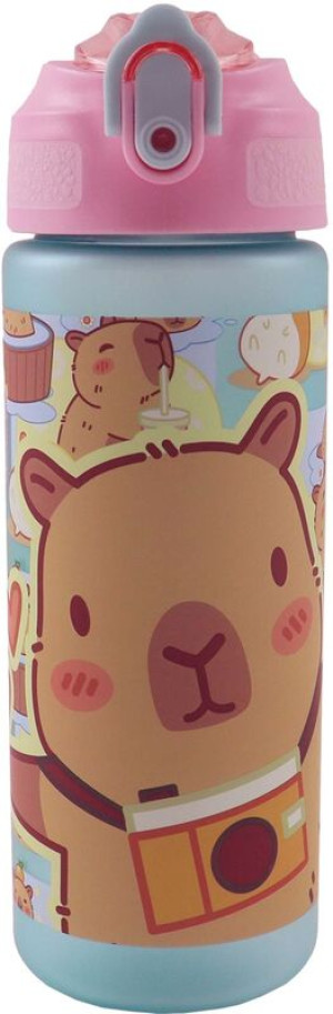 GIM Παγούρι Με Καλαμάκι 600ml Capybara-Happy Life (550-13217)
