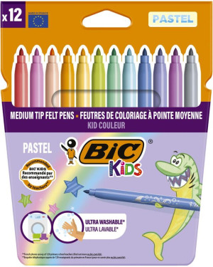 Bic Μαρκαδόροι Ζωγραφικής Kid Colour Pastel-12Τμχ (520084)