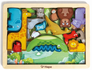 Hape Happy Puzzles Ξύλινο Παζλ Ζωάκια Animal Kingdom Puzzle (E1656)