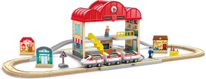 Hape Railway Ξύλινος Σιδηρόδρομος Train Station Set (E3877K)