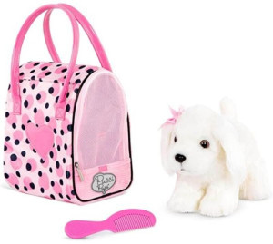 Pucci Pups Λούτρινο Σκυλάκι Maltese & Τσάντα Μεταφοράς With Pink & Black Spot (ST8369Z)