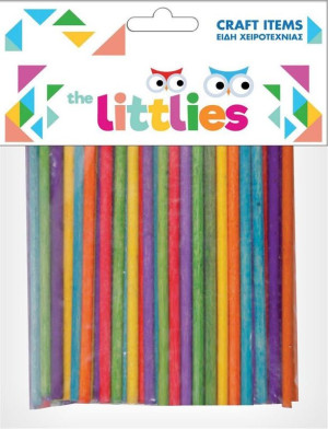 Υλικά Χειροτεχνίας The Littlies Ξυλάκια Κυλινδρικά Χρωματιστά 4X100mm 100Τμχ (000646521)
