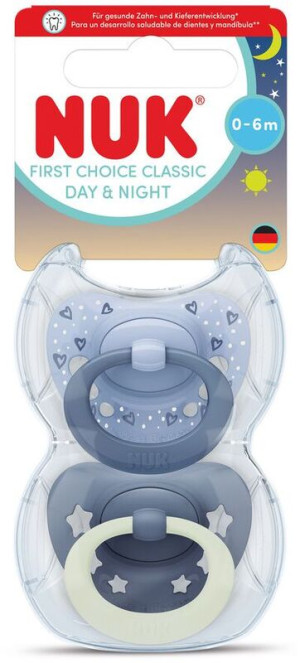 Nuk Πιπίλα Σ Μ1 Classic Day & Night Με Θήκη 2Τμχ Μπλε (10175396)