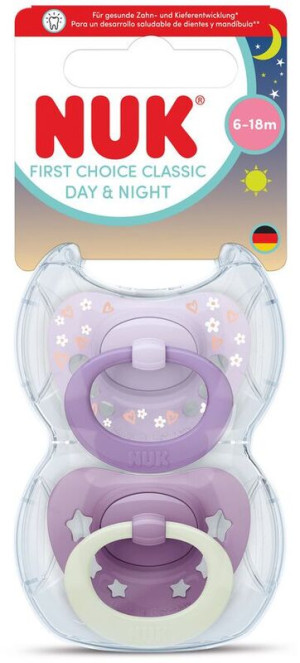Nuk Πιπίλα Σ M2 Classic Day & Night Με Θήκη 2Τμχ Μωβ (10176384)