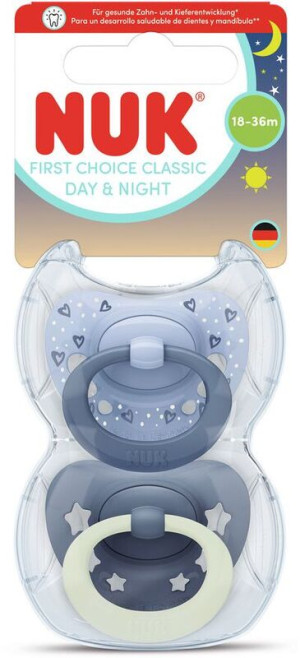 Nuk Πιπίλα Σ M3 Classic Day & Night Με Θήκη 2Τμχ Μπλε (10177263)