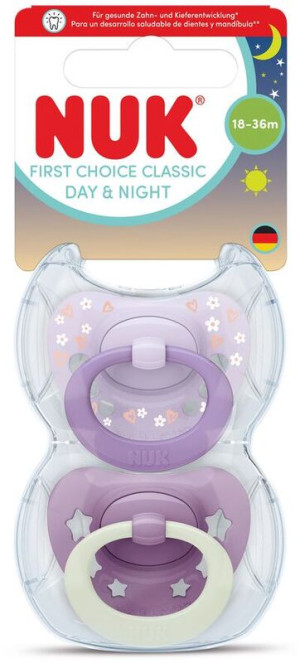 Nuk Πιπίλα Σ M3 Classic Day & Night Με Θήκη 2Τμχ Μωβ (10177264)