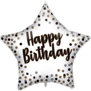 Μπαλόνι Foil Happy Birthday White-Gold 46cm (92417)