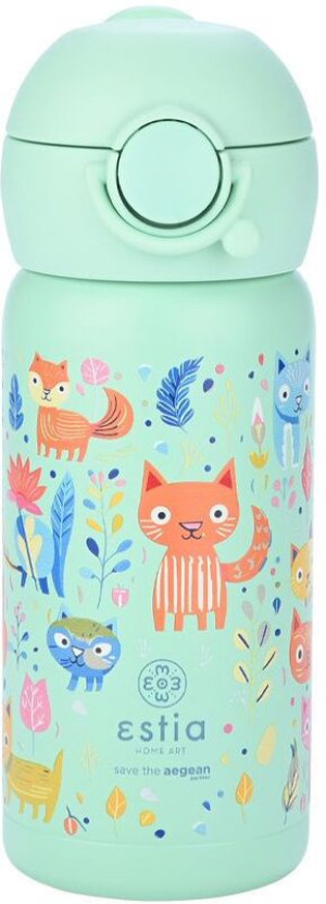 Estia Παγούρι Παιδικό Save The Aegean 350ml Feline Foliage (01-23461)