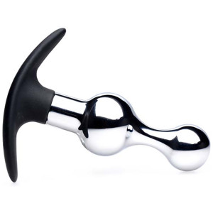 XR Brands Dark Drop Metal & Silicone Beaded Anal Plug