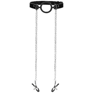 Ouch! O-Ring Ball Gag w. Nipple Clamps