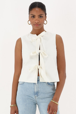 Veste sans manches beige avec gros nÅ“uds My Jewellery Beige femme